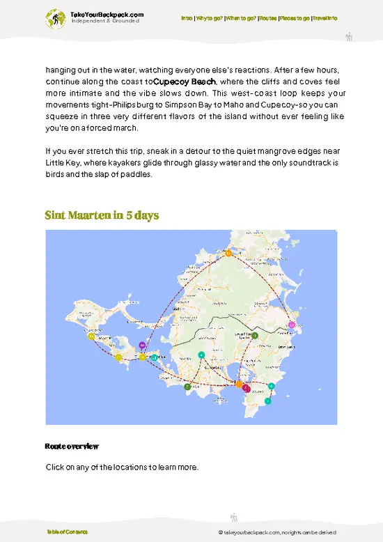 example page 4 from our offline Travel Guide for Sint Maarten